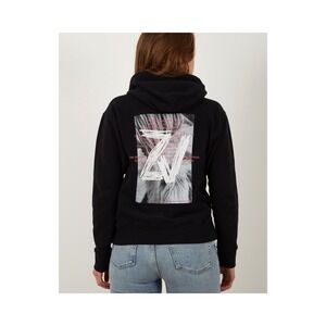 Zadig & Voltaire Spencer Photoprint Hoodie XS Black‎ Graphic Logo SKTS7112F